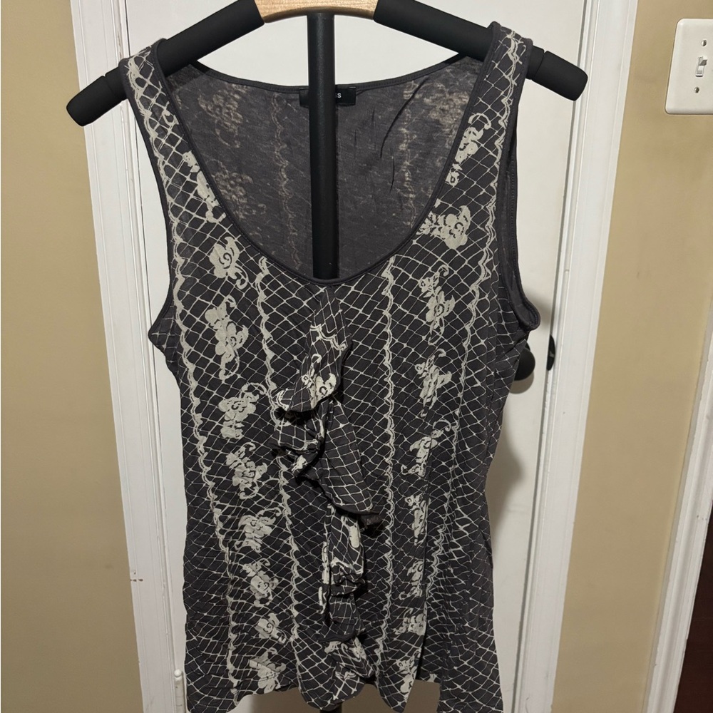 Express Black and Cream Patterned Tank Top
